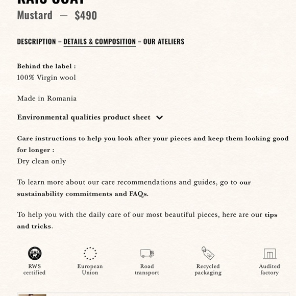 Plaid Kais Wool Coat (Sold Out Sezane) - Picture 3 of 4